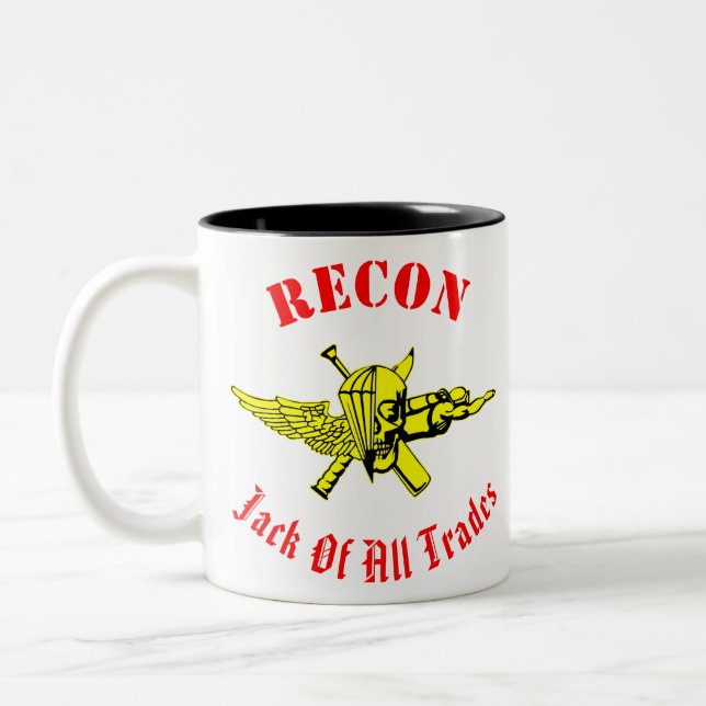 Caneca De Café Em Dois Tons Recon Jack Of All Trades ©WhiteTigerLLC.Com # (Esquerda)