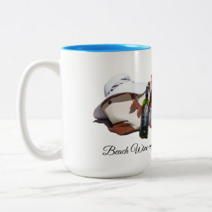 Caneca De Café Em Dois Tons recorde a praia… e o vinho