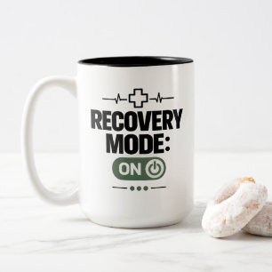 Caneca De Café Em Dois Tons Recuperação "MODO DE RECUPERAÇÃO: ATIVADO" Humor d