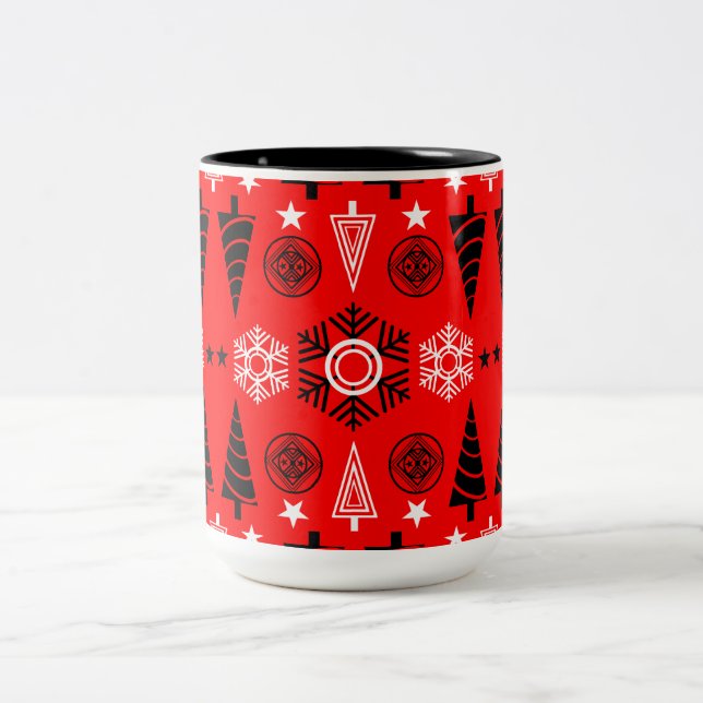 Caneca De Café Em Dois Tons Red And Black Art Nouveau Natal (Centro)