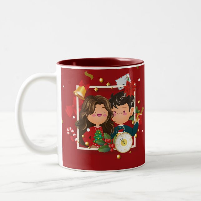 Caneca De Café Em Dois Tons Red Christmas Gift Mug (Esquerda)