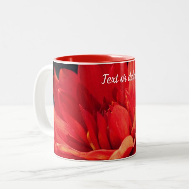 Caneca De Café Em Dois Tons Red Dahlia Flower Personalizada (Frente Esquerda)