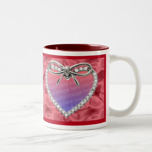 Caneca De Café Em Dois Tons Red Diamond Heart Frame Mug (Direita)
