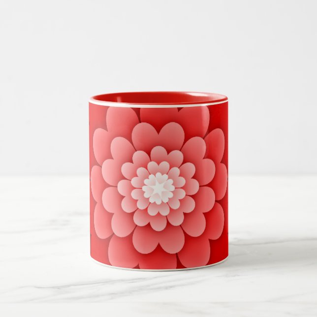 Caneca De Café Em Dois Tons Red Floral Mandala-58566 (Centro)