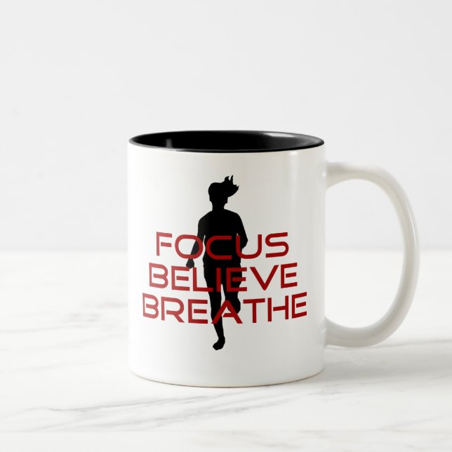 Caneca De Café Em Dois Tons Red Focus Acredite em Breathe (Direita)