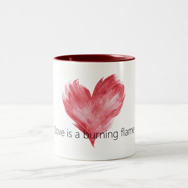 Caneca De Café Em Dois Tons Red Heart Love Burning Flame (Centro)