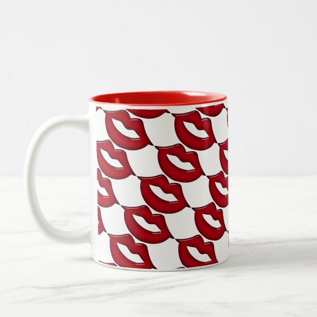 Caneca De Café Em Dois Tons Red Hot Lábios Café Mug (Esquerda)