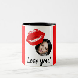 Caneca De Café Em Dois Tons Red Kiss Obrigado Dia de os namorados Personalizad