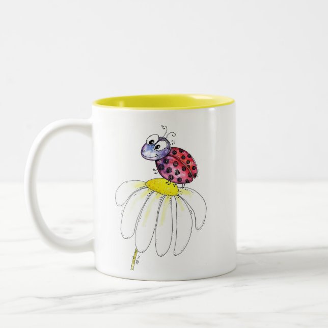 Caneca De Café Em Dois Tons Red Ladybug branco-branco (Esquerda)
