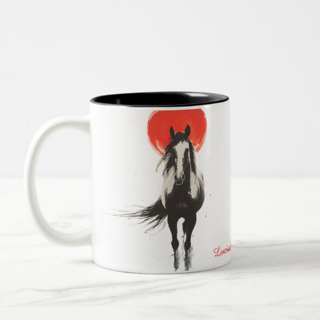 Caneca De Café Em Dois Tons Red Moon Fire Horse Mug (Esquerda)