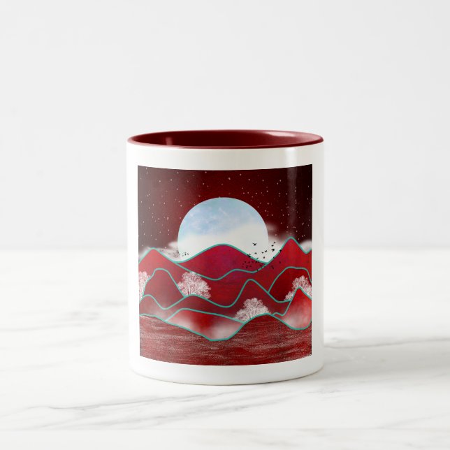 Caneca De Café Em Dois Tons Red Moonrise (Centro)