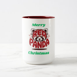 Caneca De Café Em Dois Tons Red Panda Merry Christmas