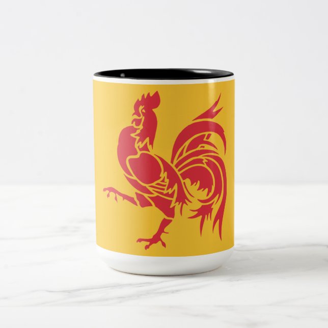 Caneca De Café Em Dois Tons Red Rooster (Bandeira da Valônia) (Centro)