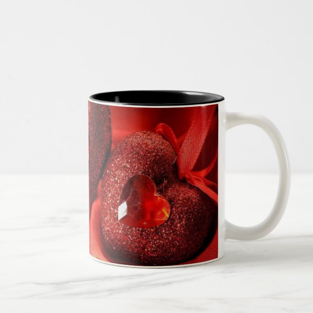 Caneca De Café Em Dois Tons Red Ruby Heart Mug (Direita)