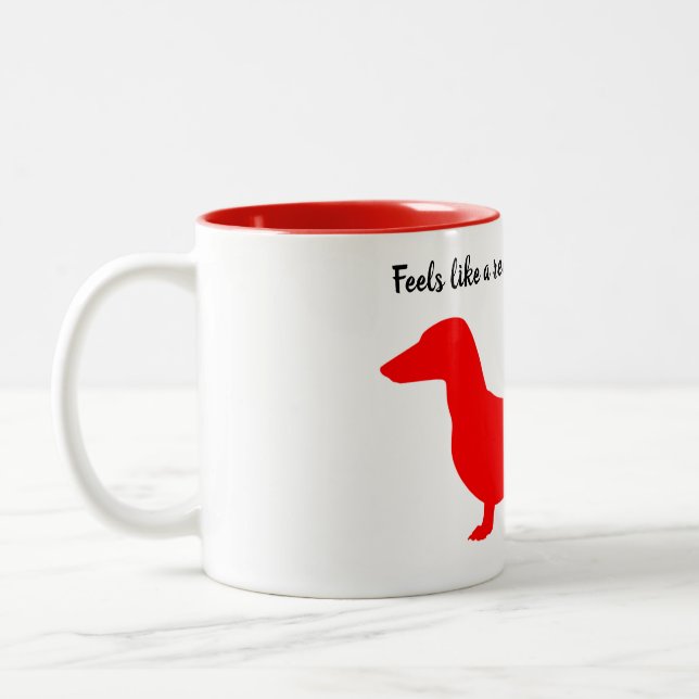 Caneca De Café Em Dois Tons Red Silhouette Dachshund Mug (Esquerda)