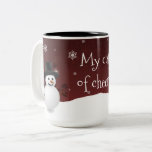 Caneca De Café Em Dois Tons Red Snowman Winter Scense Christmas Mug<br><div class="desc">Aproveite seu café matinal durante a temporada de festas com esta galinha de Natal Red Snowman. Design de caneca de café apresenta um feliz boneco de neve em uma cena de neve contra um fundo vermelho adornado com flocos de neve coloridos com o ditado "Minha xícara de alegria". Itens adicionais...</div>