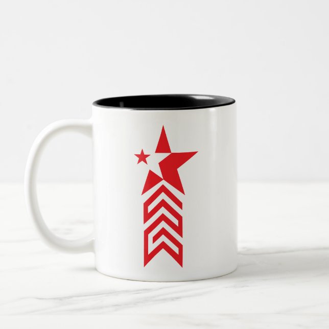 Caneca De Café Em Dois Tons Red Star with Chevron Arrows (Esquerda)