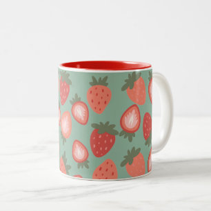 Caneca De Café Em Dois Tons Red Strawberry Seamless Patterno