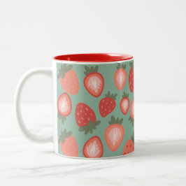 Caneca De Café Em Dois Tons Red Strawberry Seamless Patterno