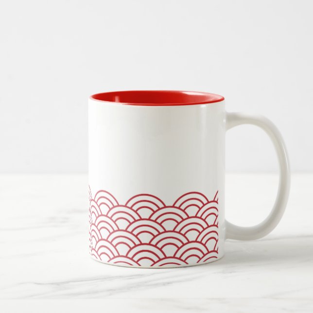 Caneca De Café Em Dois Tons Red Waves "Seigaiha" WAGARA (Direita)