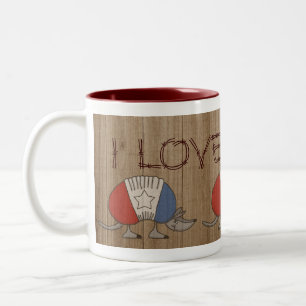 Caneca De Café Em Dois Tons Red, White e Blue Armadillo-I Love Texas