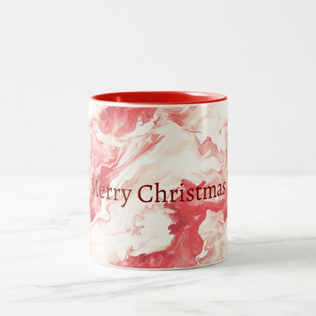 Caneca De Café Em Dois Tons Red White Swirl Christmas (Centro)
