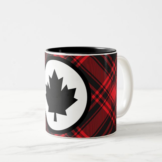 Caneca De Café Em Dois Tons Red Xadrez Canada Two-Tone Mug (Frente Esquerda)