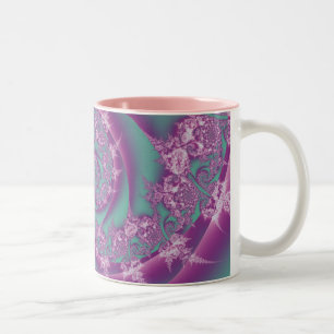 Caneca De Café Em Dois Tons Redemoinho cor-de-rosa do Fractal
