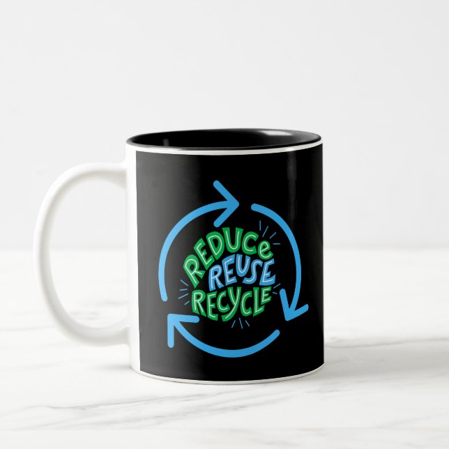 Caneca De Café Em Dois Tons Reduza o ambiente de reutilização do Reciclar (Esquerda)