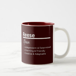Caneca De Café Em Dois Tons Reese Nome de Menina Definição Personalizada