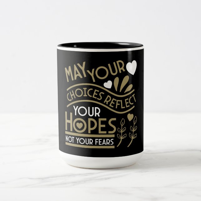 Caneca De Café Em Dois Tons Refletir a Motivação de Esperanças (Centro)