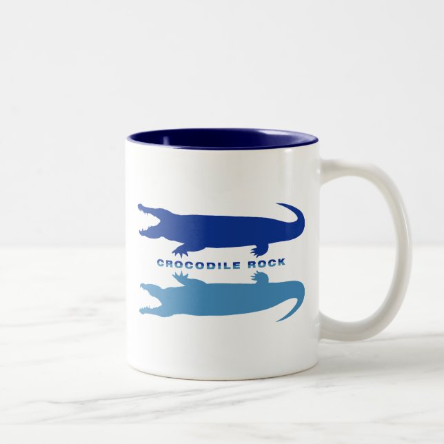 Caneca De Café Em Dois Tons Reflexão Crocodilo (Azul) (Direita)
