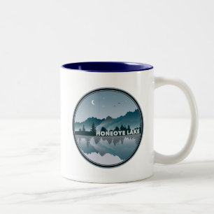 Caneca De Café Em Dois Tons Reflexão Honeoye Lake New York