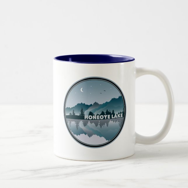 Caneca De Café Em Dois Tons Reflexão Honeoye Lake New York (Direita)