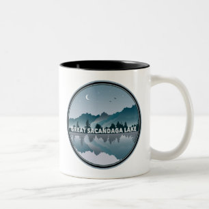 Caneca De Café Em Dois Tons Reflexão sobre o Lago excelente Sacandaga em Nova 