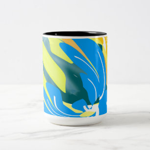 Caneca De Café Em Dois Tons Reflexos Vibrantes de Empoderamento no Design