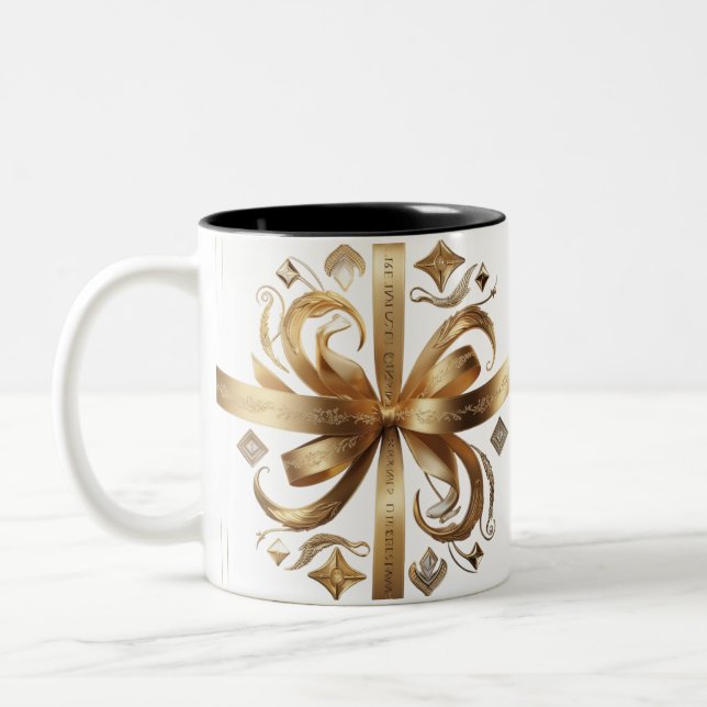 Caneca De Café Em Dois Tons Regal Golden Phoenix Luxury Design Two-Tone Mug (Esquerda)