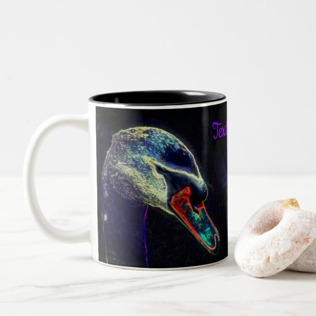 Caneca De Café Em Dois Tons Regal Swan Abstrato Art Personalizado (Com Donut)