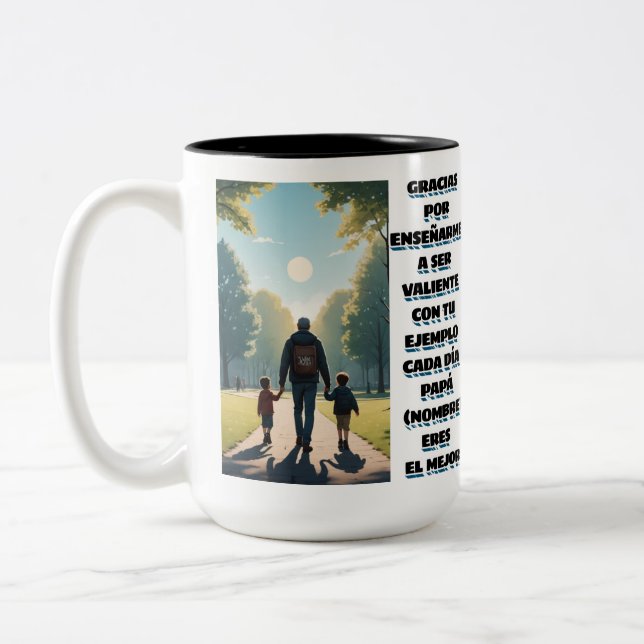 CANECA DE CAFÉ EM DOIS TONS REGALO PERSONALIZADO PARA PAPA (NOMBRE) (Esquerda)