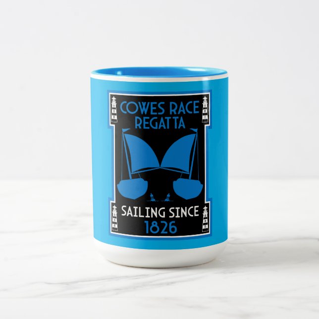 Caneca De Café Em Dois Tons Regata de Iate da Ilha de Wight Cowes (Centro)