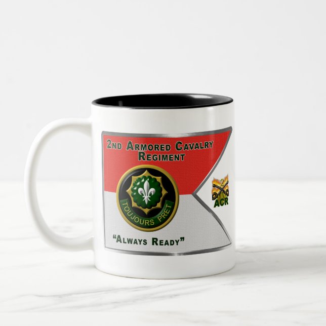 Caneca De Café Em Dois Tons Regimento de Cavalaria segundo Armada Guidon (Esquerda)