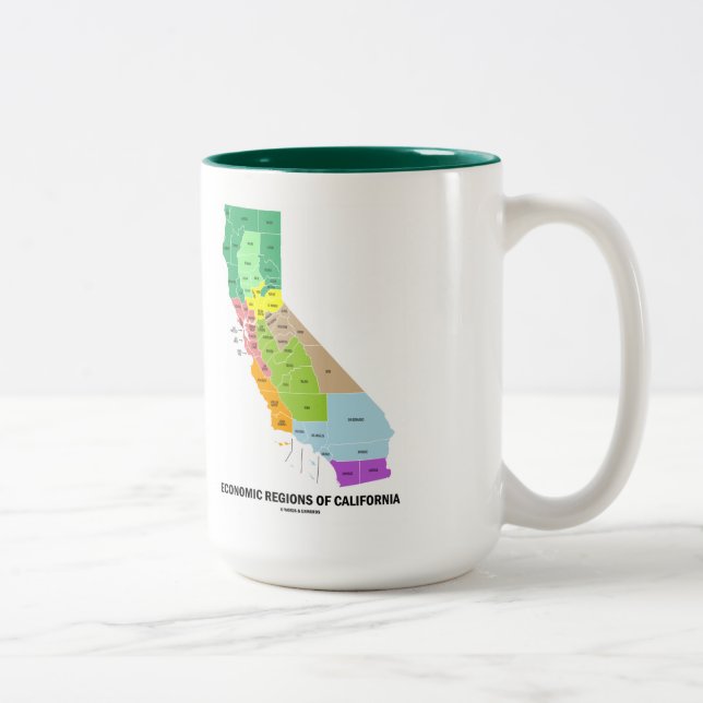 Caneca De Café Em Dois Tons Regiões econômicas de Califórnia (mapa) (Direita)