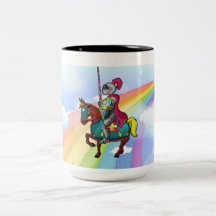 Caneca De Café Em Dois Tons Rei Arthur cavaleiro medievil e cavalo