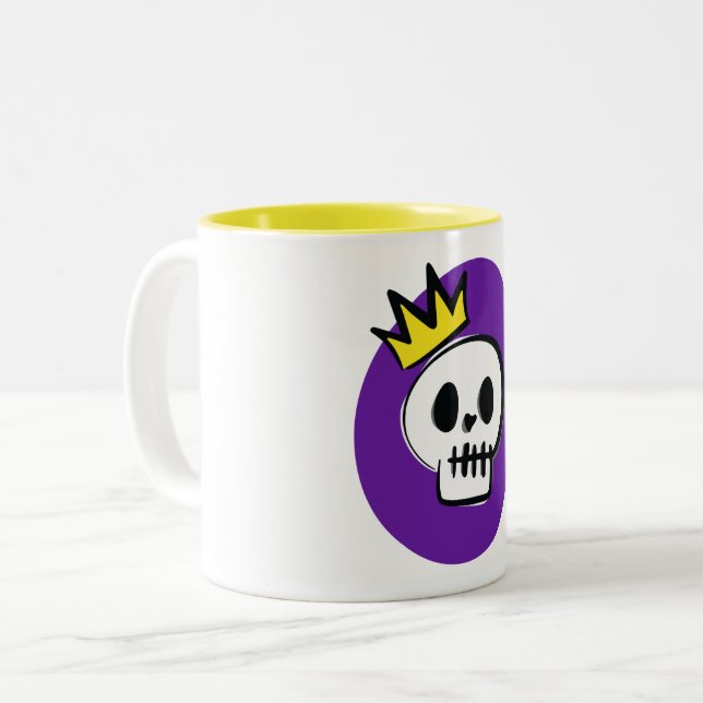 Caneca De Café Em Dois Tons Rei Caveira (Frente Esquerda)