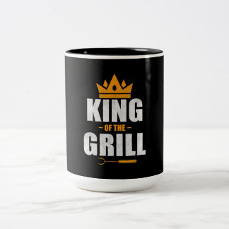 Caneca De Café Em Dois Tons Rei do chef de grelhador | presente para churrasco