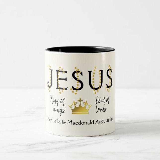 Caneca De Café Em Dois Tons Rei JESUS Personalizado dos Reis Cristão (Centro)