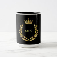 Rei Negro e Dourado e Coroa Mug de Café de Dois To