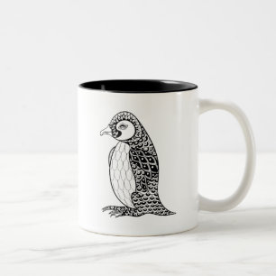 Caneca De Café Em Dois Tons Rei pinguim artístico Zendoodle