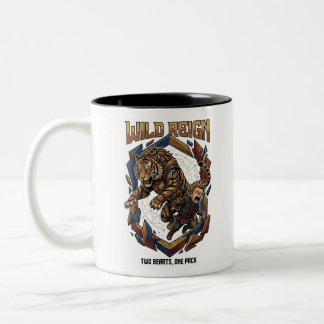 Caneca De Café Em Dois Tons Reinado Selvagem – Gráfico de Laço Selvagem