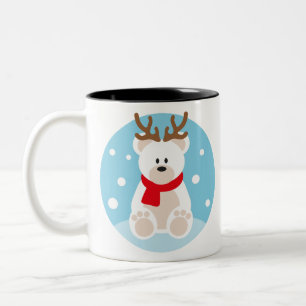 Caneca De Café Em Dois Tons Reinador de Natal de Urso Polar Yule Inverno Neve